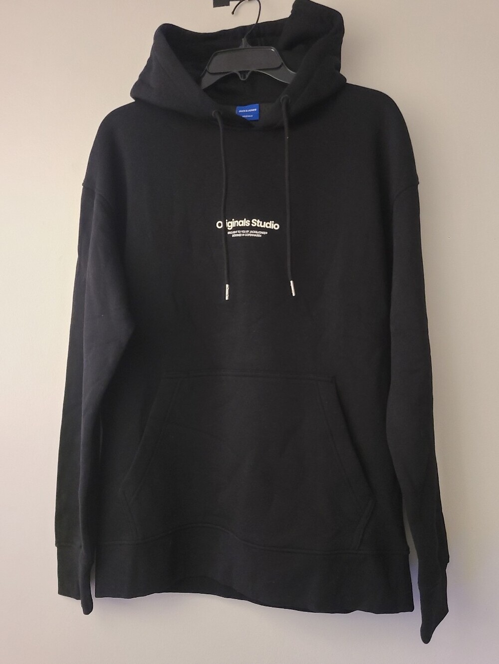 Jack & Jones Black Logo Pullover Hoodie Mens Size Large